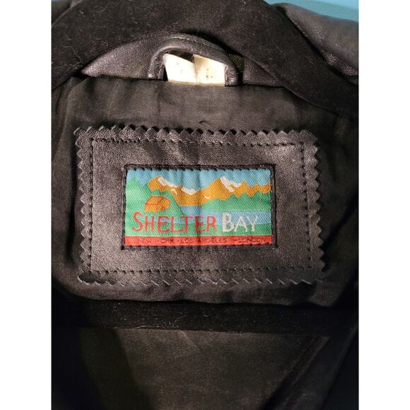 Vintage Shelter Bay New Holland Racing Men's Large Black Leather Jacket zip-up - Picture 4 of 10